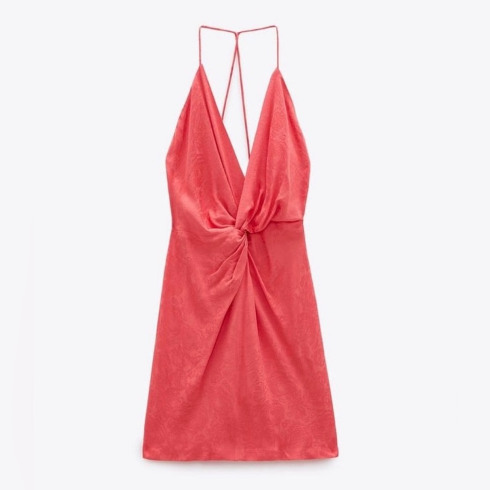 Zara knotted slip orange dress